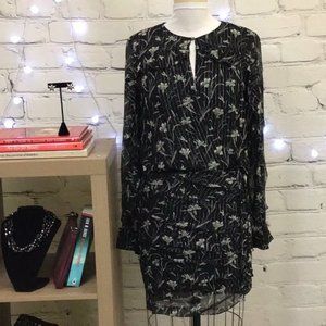 Veronica Beard Floral Lurex Ruffle Dress Size 2